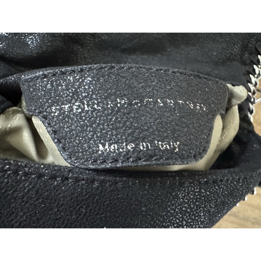 Stella McCartney Falabella Fold Over Crossbody Bag Black Silver Metallic Italian - Picture 4 of 15